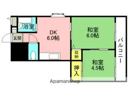 Mプラザ津田駅前弐番館(2DK/2階)の間取り写真