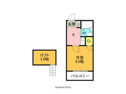 マンション誠也(1K/1階)の間取り写真