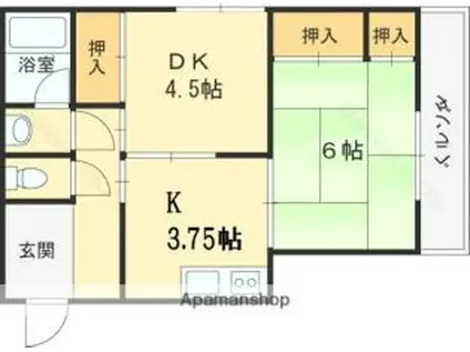 トナミマンション(2K/2階)の間取り写真