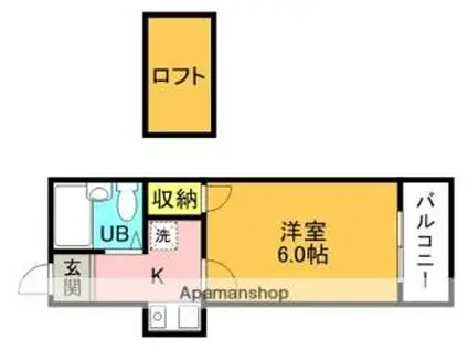 ブリリアント宮之阪(1K/1階)の間取り写真