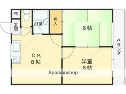 郡津金森マンション(2DK/2階)の間取り写真