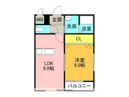 クラウディア香里ケ丘(1LDK/2階)の間取り写真