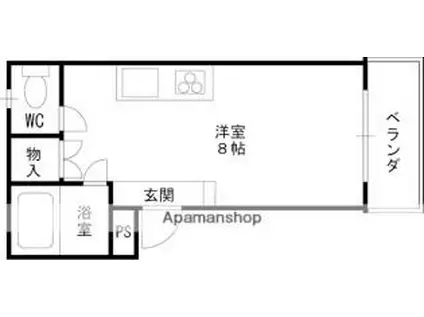 JR東海道・山陽本線 高槻駅 徒歩3分 4階建 築40年(ワンルーム/3階)の間取り写真