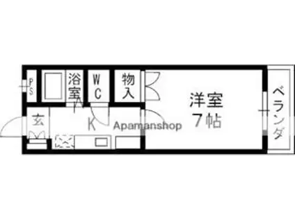 HILLTOPTERADA(1K/2階)の間取り写真