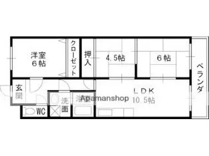 JR東海道・山陽本線 摂津富田駅 徒歩20分 4階建 築35年(3LDK/1階)の間取り写真