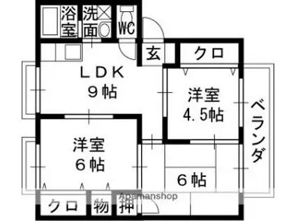 阪急京都本線 富田駅(大阪) 徒歩17分 2階建 築30年(3DK/2階)の間取り写真