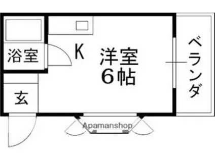 JR東海道・山陽本線 高槻駅 徒歩3分 4階建 築36年(ワンルーム/1階)の間取り写真