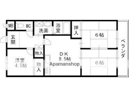 ハイツ81(3DK/3階)の間取り写真