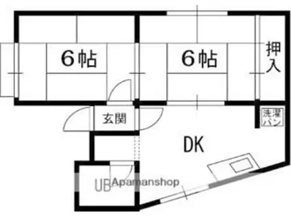 田井町マンション(2DK/4階)の間取り写真