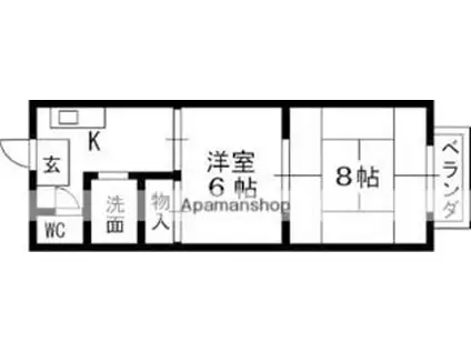 京阪本線 寝屋川市駅 徒歩4分 4階建 築39年(2K/1階)の間取り写真
