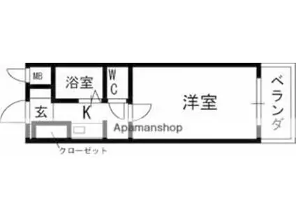 京阪本線 寝屋川市駅 徒歩3分 6階建 築30年(1K/3階)の間取り写真