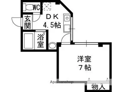 大阪モノレール本線 大日駅 徒歩7分 3階建 築23年(1DK/1階)の間取り写真