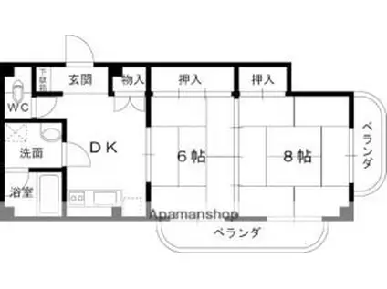 翠香園コーポ百合2(2DK/2階)の間取り写真