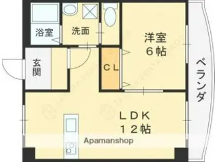 高鷲マンション巽(1LDK/3階)の間取り写真