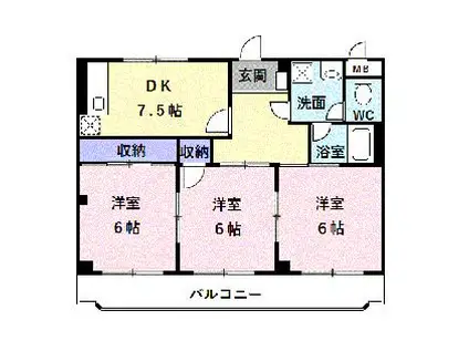 ムラタマンション(3DK/2階)の間取り写真