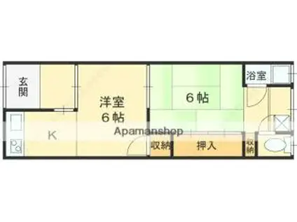 JR片町線(学研都市線) 徳庵駅 徒歩14分 2階建 築47年(2K/2階)の間取り写真