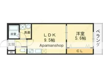 おおさか東線 ＪＲ長瀬駅 徒歩7分 3階建 築1年(1LDK/3階)の間取り写真