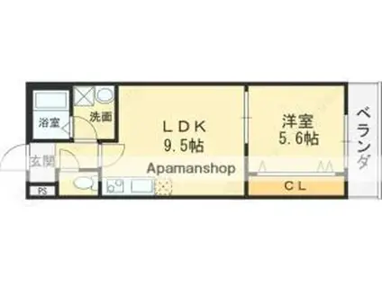 おおさか東線 ＪＲ長瀬駅 徒歩7分 3階建 築1年(1LDK/3階)の間取り写真