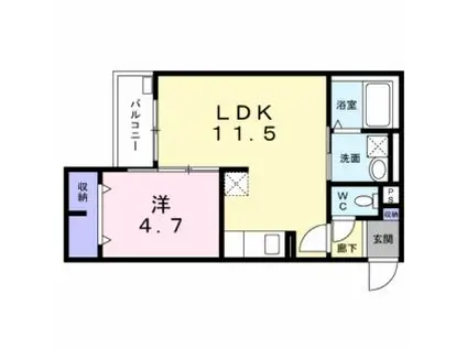 アレグリア藤井寺(1LDK/1階)の間取り写真