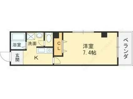 大阪メトロ谷町線 野江内代駅 徒歩6分 7階建 築16年(1K/3階)の間取り写真