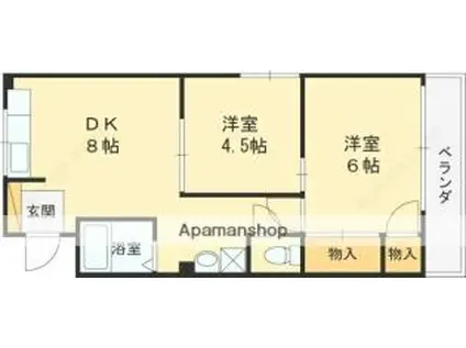 かなやマンション(2DK/3階)の間取り写真