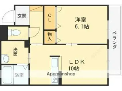 ヴィアソーレ鶴見A(1LDK/3階)の間取り写真