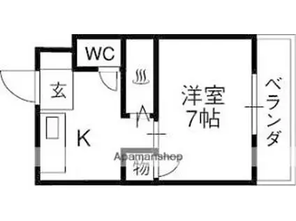 津之江パークハイツ2号館(1K/2階)の間取り写真