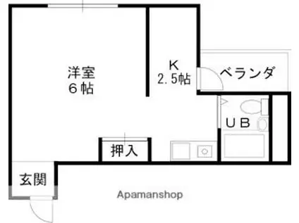 アップルハイツ富田(1K/3階)の間取り写真