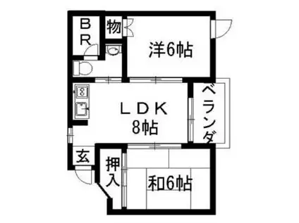 コスモハイツ今福(1LDK/4階)の間取り写真