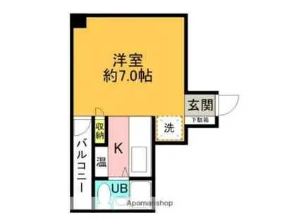 アップルハイツ富田(1K/4階)の間取り写真