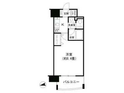 KHKコート西野田(1K/8階)の間取り写真