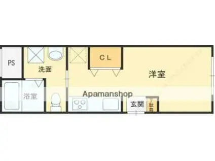 CHOU CHOU MAKINOHONNMACHI(ワンルーム/1階)の間取り写真
