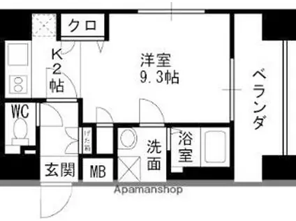 ジュネーゼグラン福島NODA(ワンルーム/9階)の間取り写真