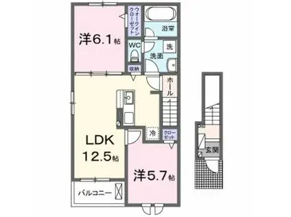 ランプ タウン(2LDK/2階)の間取り写真