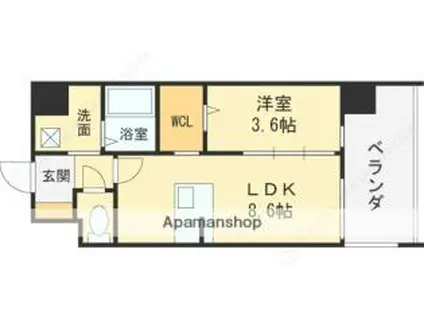 ESTONE HIGASHIOSAKA(1LDK/2階)の間取り写真