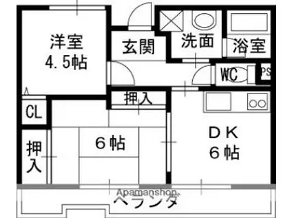 ソレイユ長堂(2DK/3階)の間取り写真