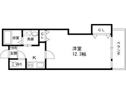 近鉄奈良線 若江岩田駅 徒歩6分 3階建 築19年(1K/1階)の間取り写真