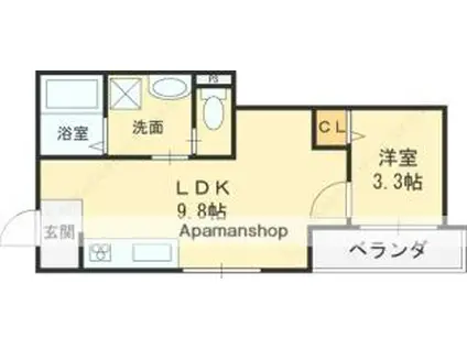 グロースコート弥刀II(1LDK/3階)の間取り写真