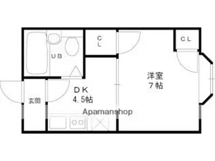 大宝菱屋西ロイヤルハイツ(1DK/6階)の間取り写真