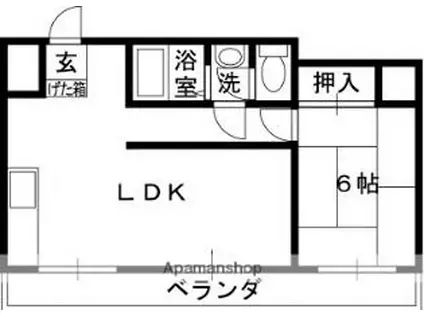 オレンジハウス八尾(1LDK/2階)の間取り写真