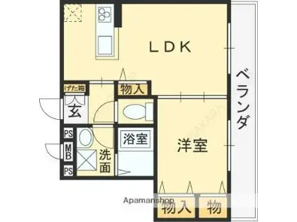 シャーメゾン佐堂(1LDK/1階)の間取り写真