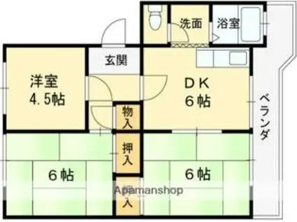 江尻マンション(3DK/4階)の間取り写真