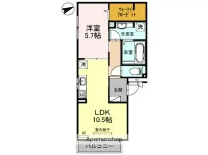 JR関西本線 久宝寺駅 徒歩5分 3階建 築9年(1LDK/2階)の間取り写真