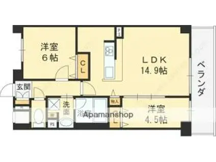 SAKURA HILLS八尾(2LDK/6階)の間取り写真