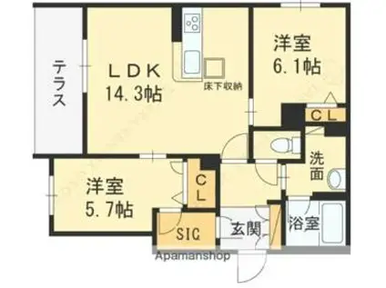 SONGLINE(2LDK/1階)の間取り写真