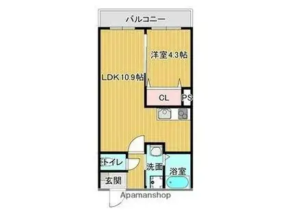 ジーメゾン堺日置荘(1LDK/1階)の間取り写真