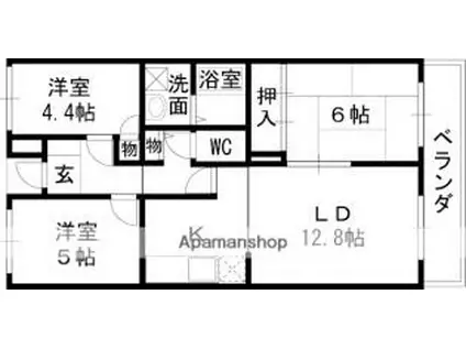 カサベルデ大正(3LDK/2階)の間取り写真