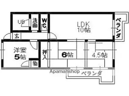 JR関西本線 久宝寺駅 徒歩9分 9階建 築34年(3DK/7階)の間取り写真