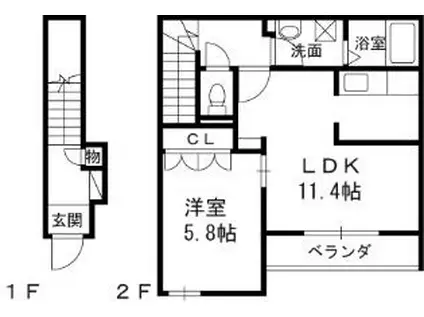 エトワール桜(1LDK/2階)の間取り写真