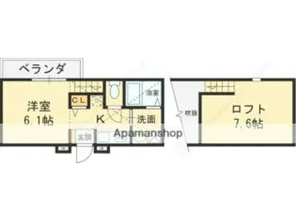 アルファコート都島(ワンルーム/2階)の間取り写真